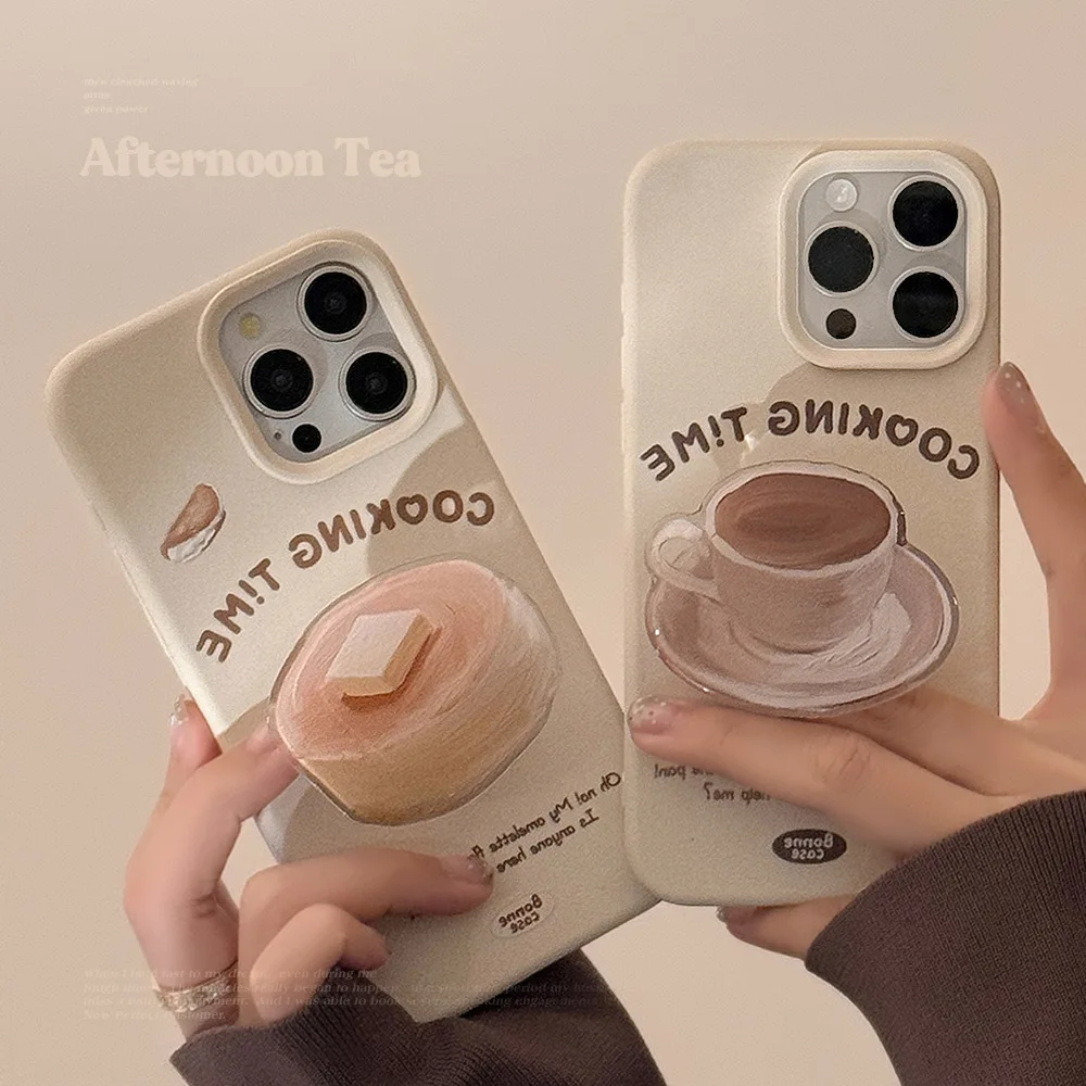 Мультяшный чехол для телефона с подставкой в виде кофе милый мягкий силиконовый