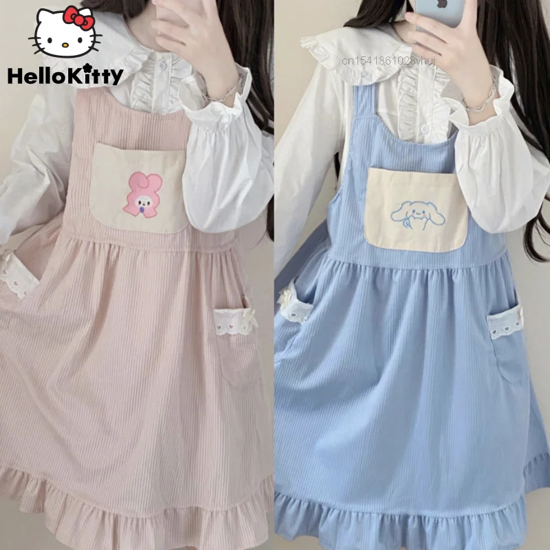 

Japan Sanrio Kawaii Melody Cinnamoroll Pattern Vest Dress Cute Lolita Soft Sister Sweet Suspender Skirt Y2k Girls College Style