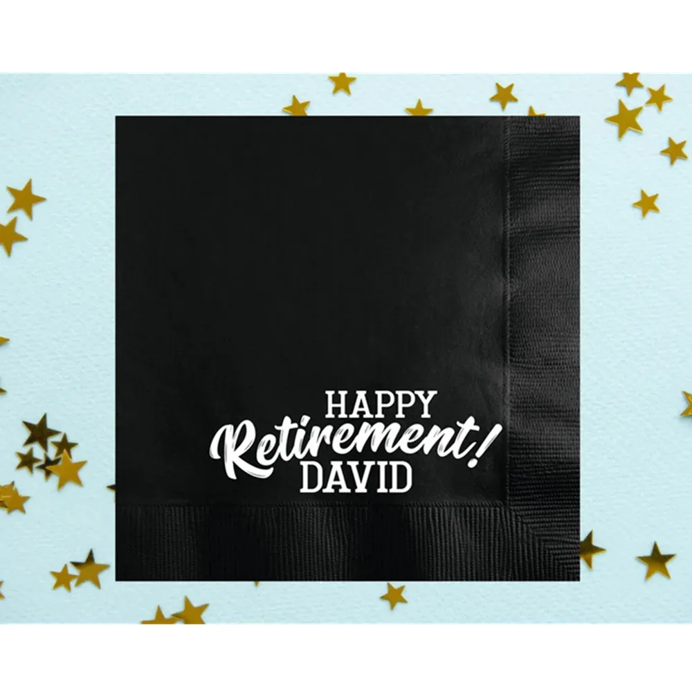 50 шт. бумажные салфетки для коктейлей на заказ Happy Retirement украшения вечеринок