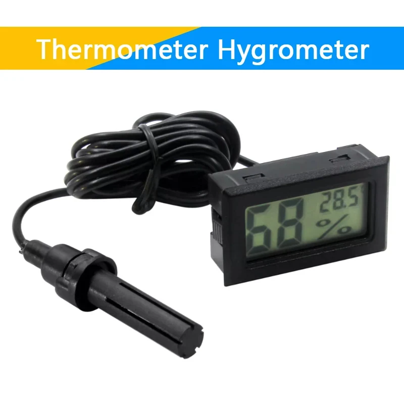 

Мини ЖК-цифровой термометр, гигрометр, температура в помещении, удобный датчик температуры, измеритель влажности, инструменты, кабель