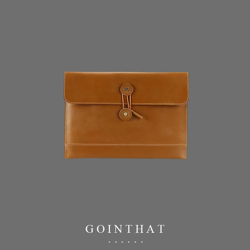 Large A4 File Folder Document Laptop Bag Business Handbag Women Briefcase Original Genuine Leather Men Envelope Messenger Clutch