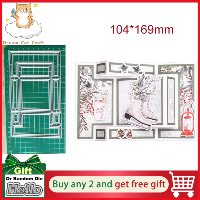 

Stair Shape 3D Activity Book Page Frame Agency Card Embossed Knife Die Carbon DIY Cutting Dies Metal Craft Die 2022 New Arrivals