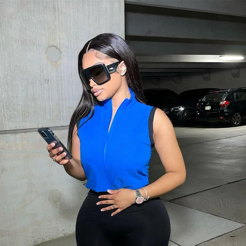 

Sexy Crop Top Spring Summer Stand-up-neck Casual Jacket Sleeveless Vest Tops for Women Streetwear Club Outfits Wholesale Items