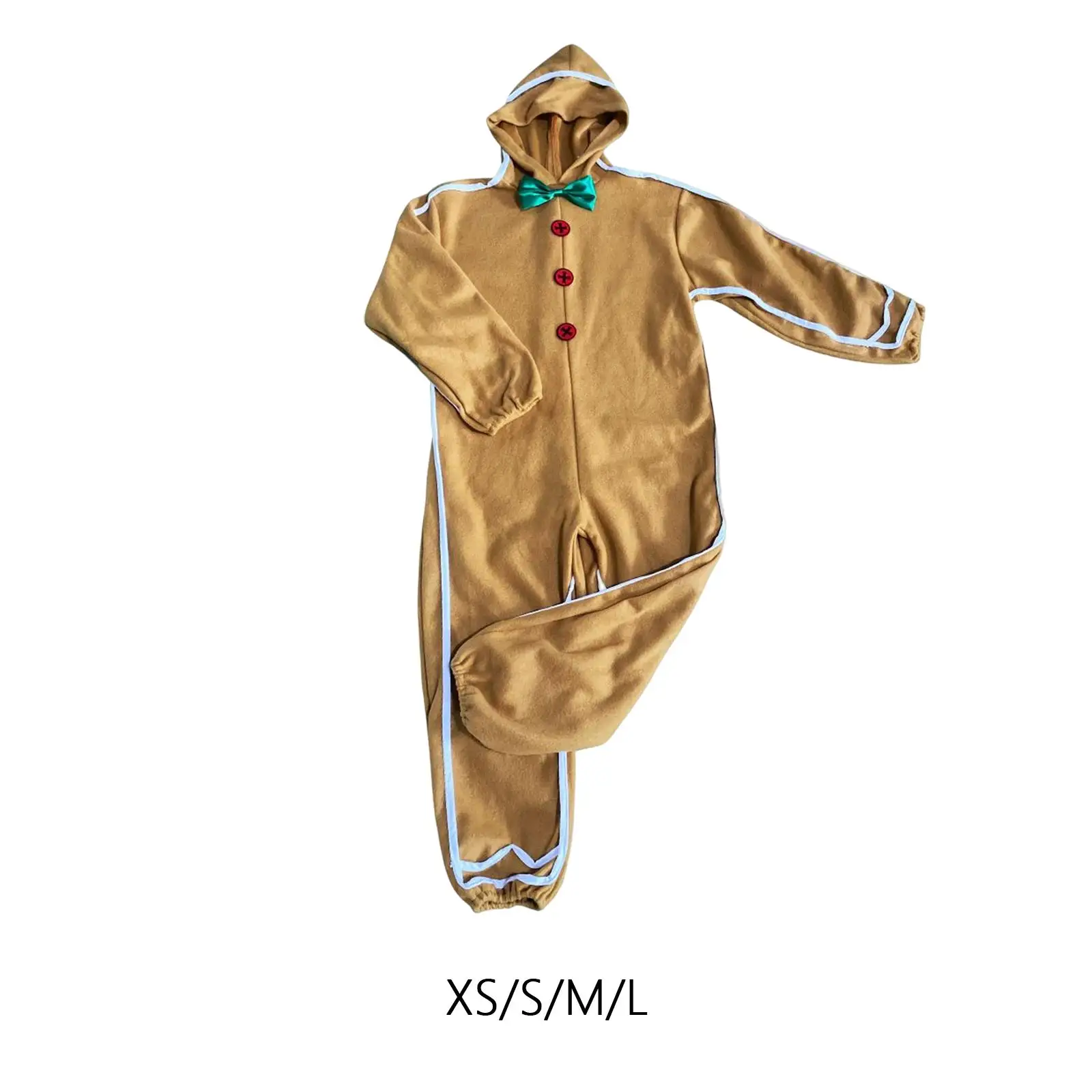 Christmas Outfit Fancy Dress Children Gingerbread Man Costume Jumpsuit for Halloween Xmas Festival Masquerade Stage Performance