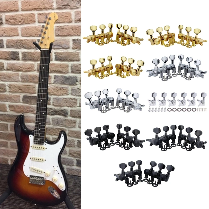 6Pcs 6R/6L/3R+3L Guitar Locking Tuners, 1:18 Lock String Tuning for KEY Pegs Machine Heads for LP SG Style Electric Guit