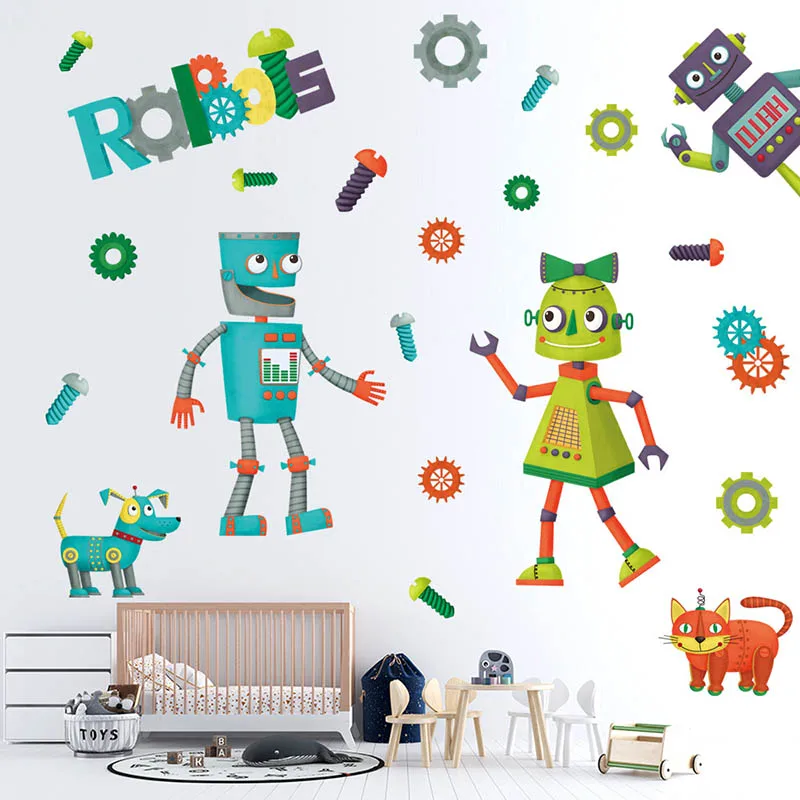 

Robot Screw Wall Stickers Decorative Wall Stickers Removable Vinyl PVC Home Decor Living Room Bedroom