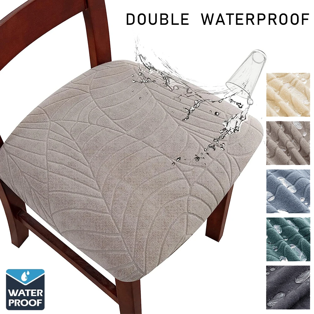 

Waterproof Chair Seat Covers Stretch Jacquard Chair Covers Dining Room Removable Anti-dirty Without Backrest Chair Protector 1pc