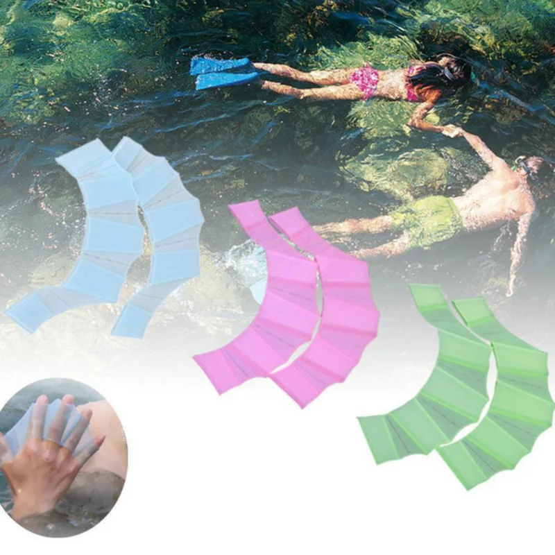 

New Swimming Hand Finger Fin Learning Swimming Pool Accessory Finger Wear Hand Web Training Diving Gloves Swim Pool Paddles