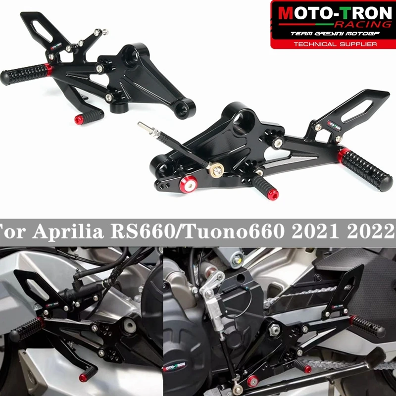 MOTO-TRON Motorcycle CNC Adjustable Rear Set Rearsets Footrest Foot Rest  For Aprilia RS660/Tuono660 2021 2022