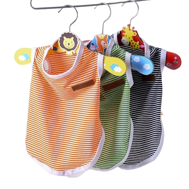

Tshirt Dog Cotton Summer Clothes Costum Vest Puppy Small Chihuahua Classic Cats For T-shirt Soft Cheap Clothes Dogs Stripes Pets