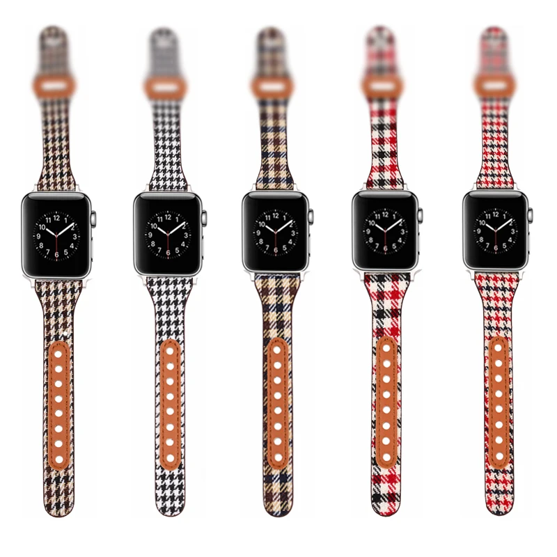 

40mm 44mm 38mm 42mm Leather Slim Watch Strap For Apple Watch Band Series SE 654321 Woman Girl Thin Leather Strap