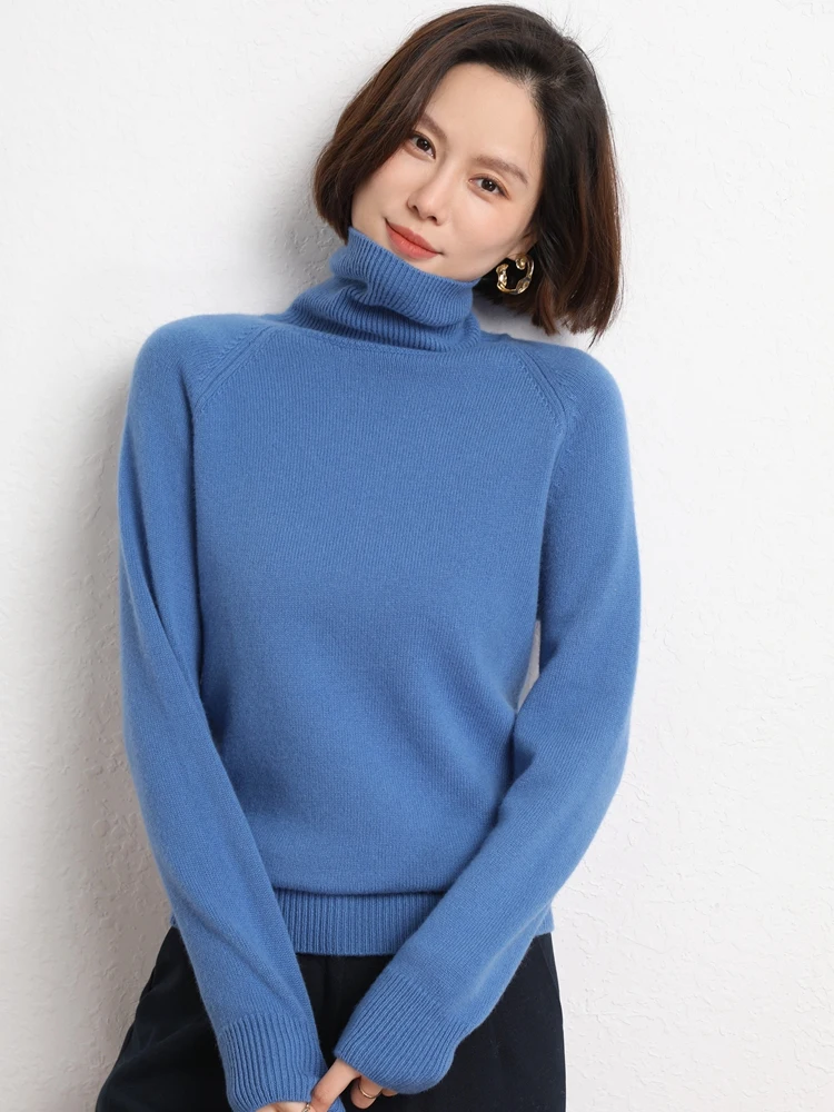 

LHZSYY Autumn And Winter Women's Pullover Sweater Turtleneck Ladies Knitted Casual Bottoming Shirt Top Solid Color