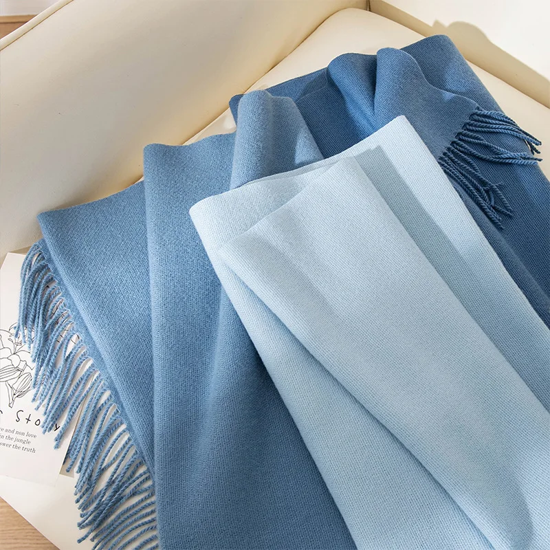 Однотонный шарф из искусственного кашемира женский осенне-зимний шикарный