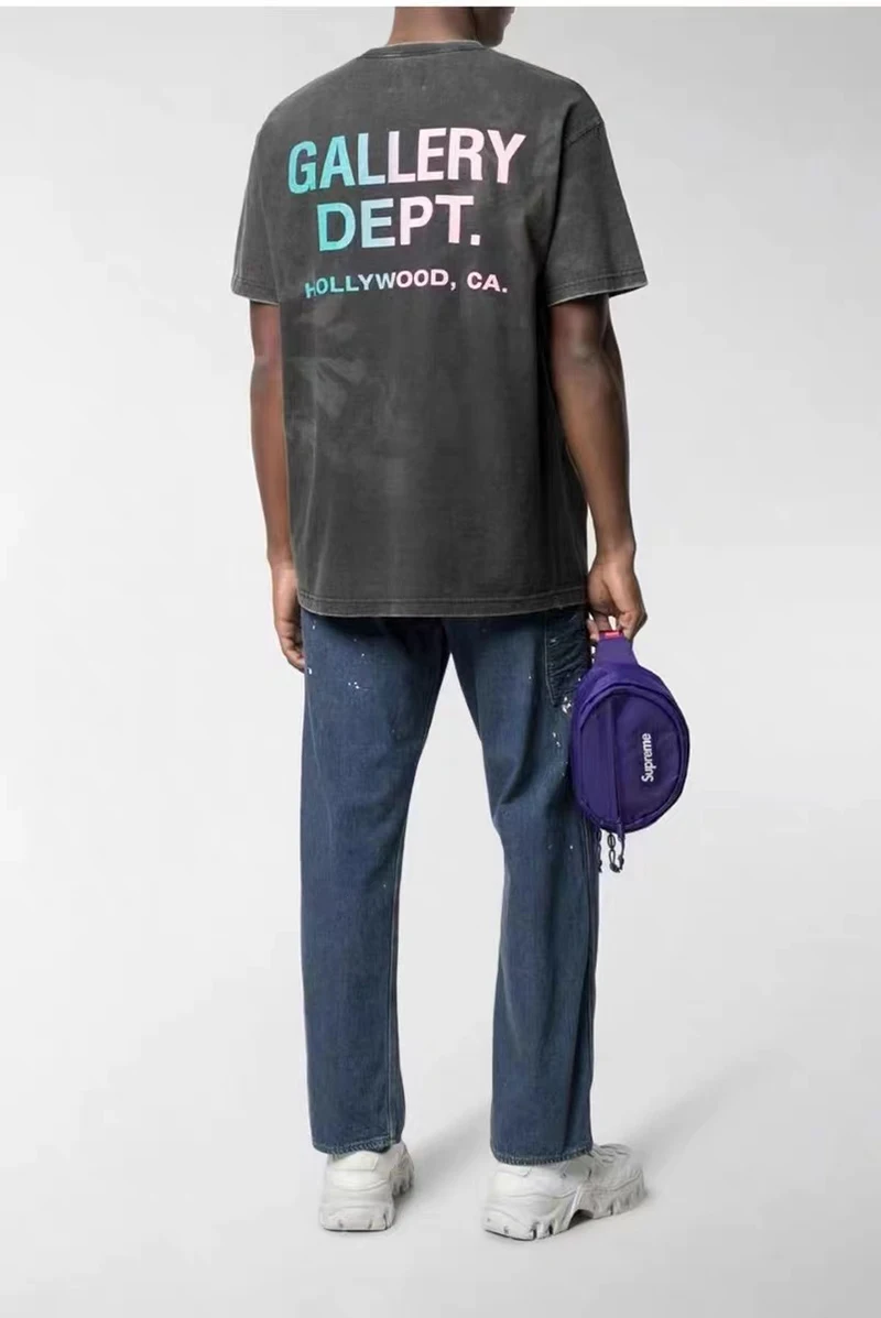 

Printed Short-sleeved T-shirt Retro Gray T-shirt High-quality Men Women 1:1 Old LOGO Colorful Black T-shirt