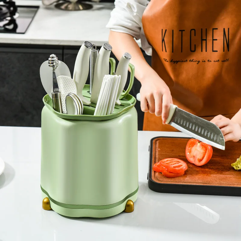 

Rotary knife holder storage rack multifunctional kitchen chopsticks storage box countertop knife storage cylinder storage bucket