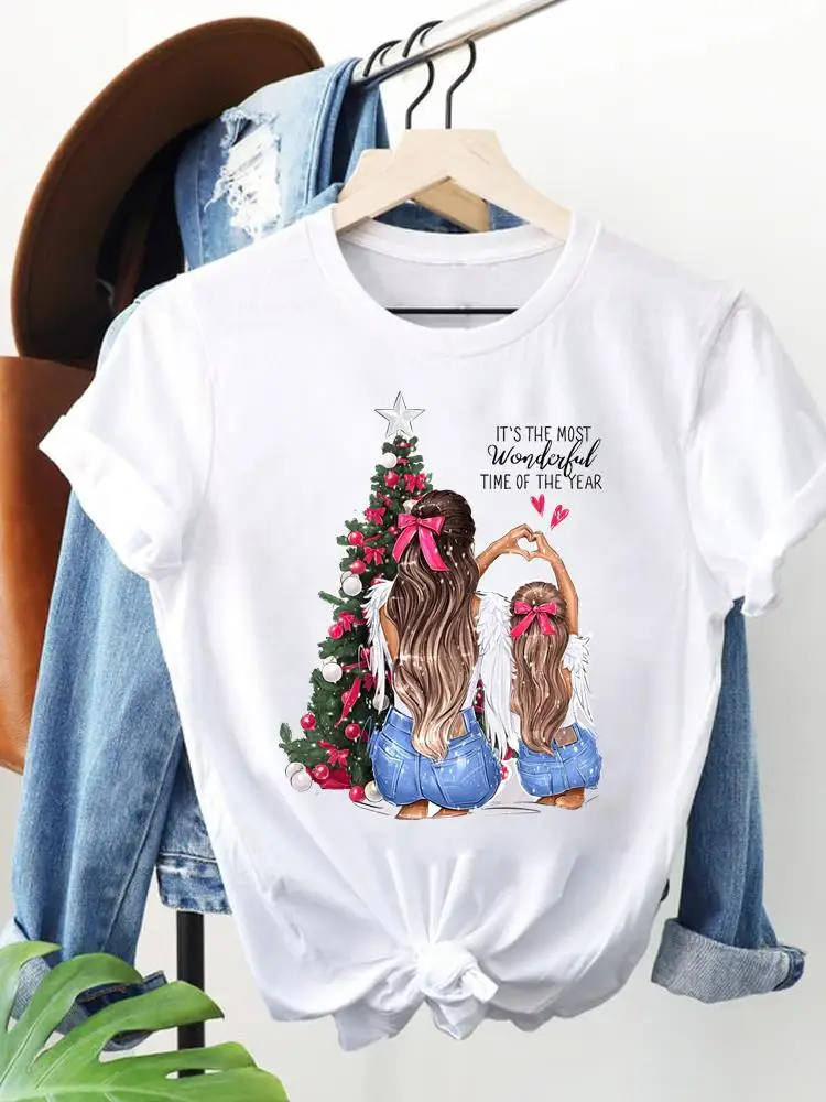 

Модные женские футболки с рисунком «мама», «Любовь и мама», модная одежда с принтом на Рождество и новый год, топ с коротким рукавом и принтом, футболка