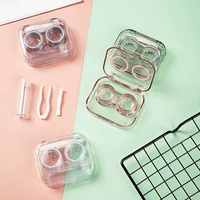 transparent tweezers contact lenses case container portable contact lens box for women travel contact lenses case new style