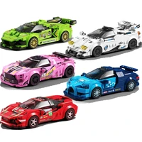 puxida super speed champions racing sports pull back car building blocks vehicle bricks set classic moc toys for children gift