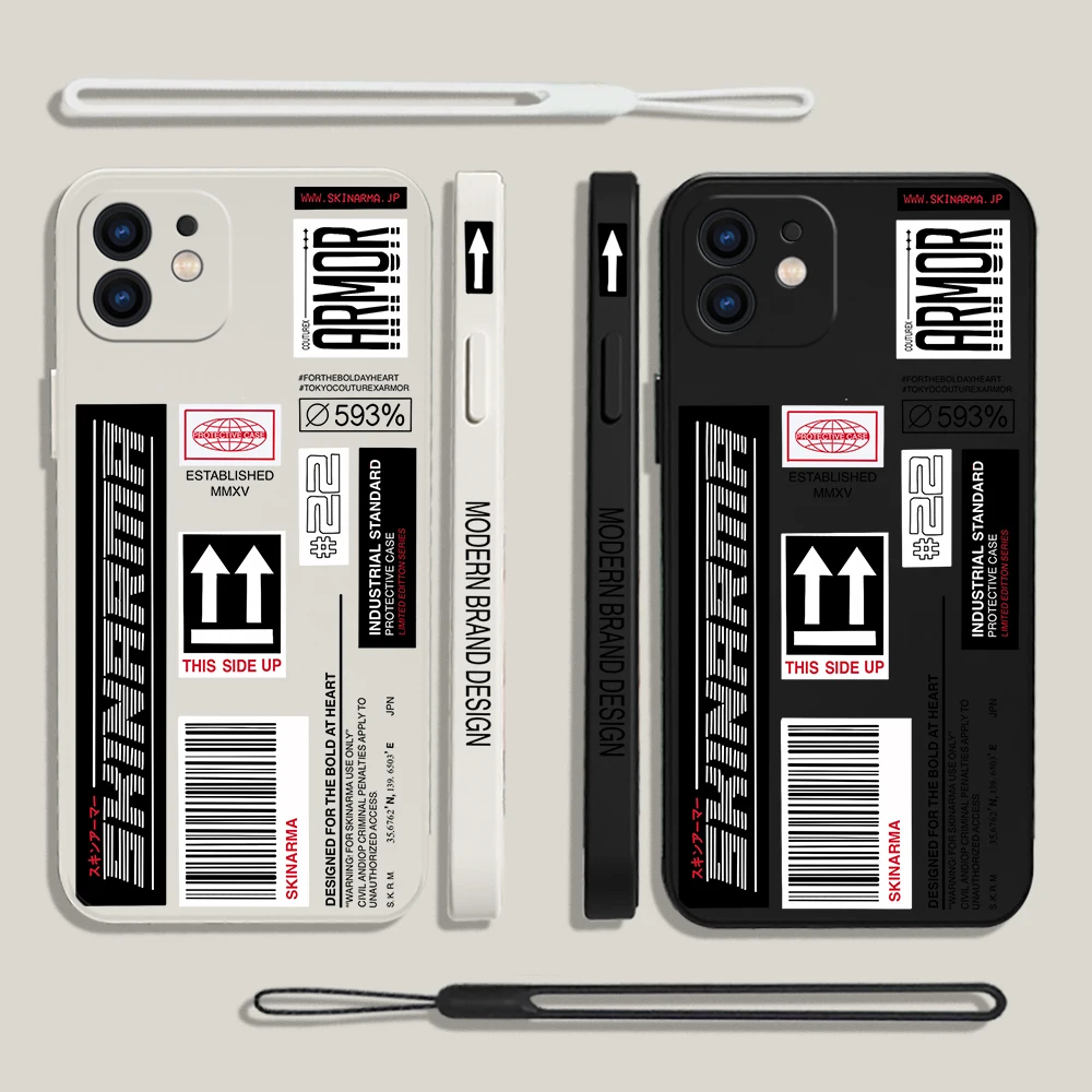 

Fashion Brand Clear Phone Case For iPhone 14 13 12 11 Pro Mini X XR XS MAX SE20 8 7 Plus Skinarms Silicone Cases with Hand Strap