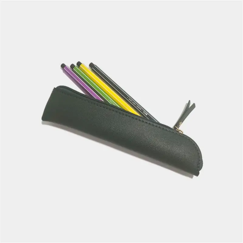 

Simple Pen Sleeve PU Leather Mini Small Pen Bag Zipper Pencil Pouch Stationery Fountain Pen Holder Case Student School Supplies