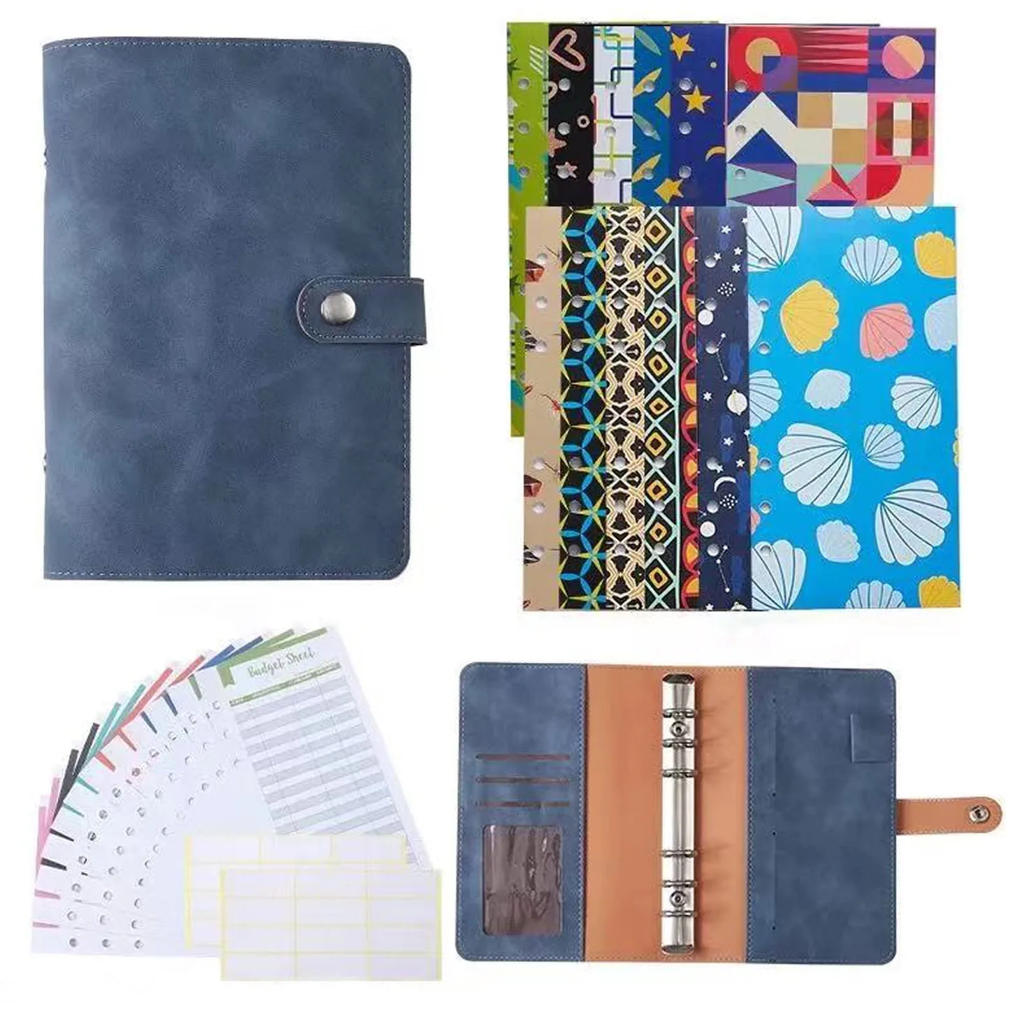 

A6 PU Leather Binder Budget Cash Envelopes Planner Organizer with 12Pcs Cash Envelope,12 Expense Budget Sheets,for Saving Money