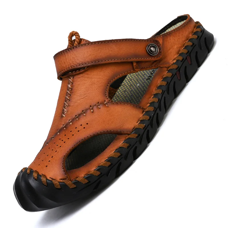 

Sandals Summer Men Leather Classic Men Shoes Slippers Soft Sandals Men Roman Comfortable Outdoor Walking Footwear