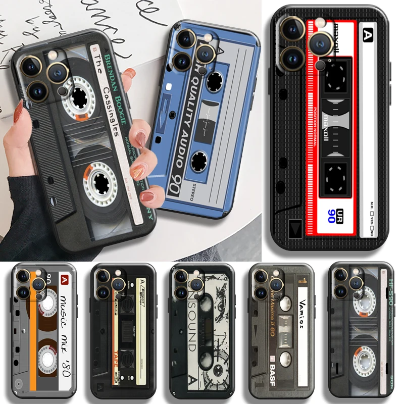 

Vintage Cassette Tape Phone Case For Apple iPhone 13 12 11 Pro Mini X XR XS Max SE 5 6 7 8 Plus Liquid Silicon funda coque