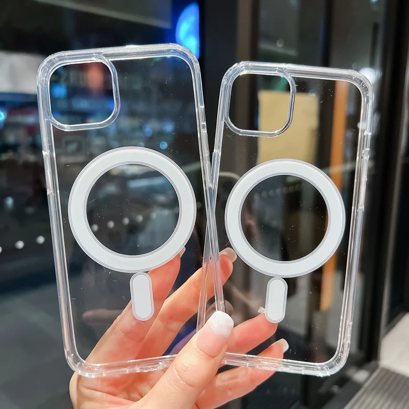 

Shockproof Clear Magnetic For Magsafe Wireless Charge Case For iPhone 11 12 13 14 Pro MAX Plus Mini XR X XS Silicone Hard Cover
