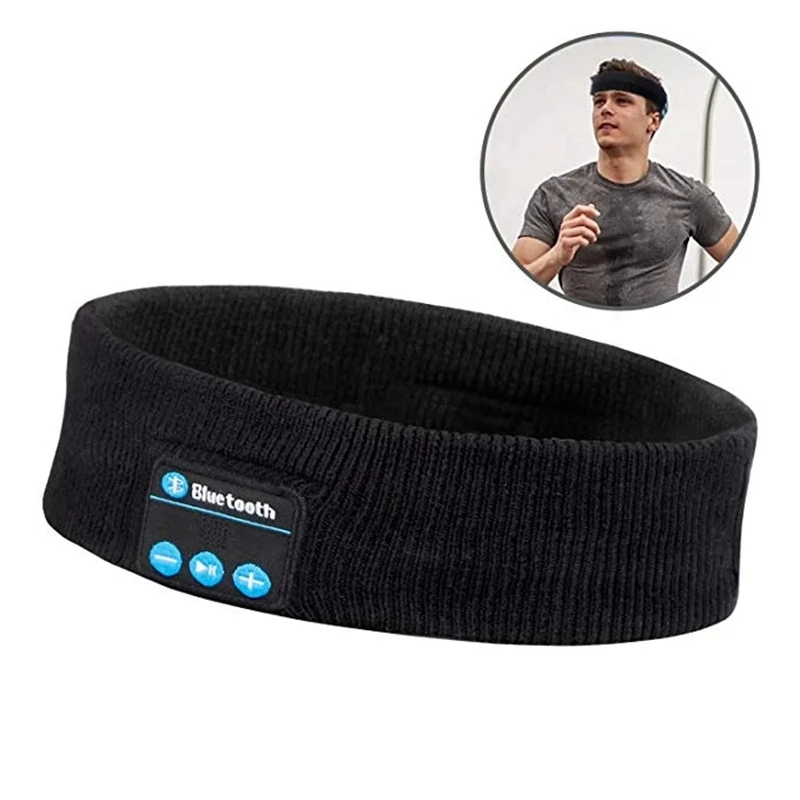Bluetooth 5.0 fascia per capelli calda lavorata a maglia fascia per copricapo con microfono cuffie per altoparlanti Wireless per musica per esercizio in palestra