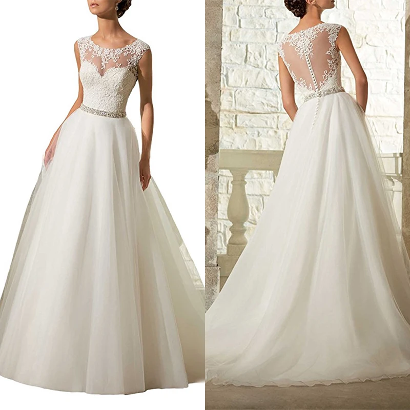 

Белое кружевное свадебное платье, классическое платье невесты до пола с аппликацией и открытой спиной, сексуальное приталенное красивое свадебное платье с вышивкой