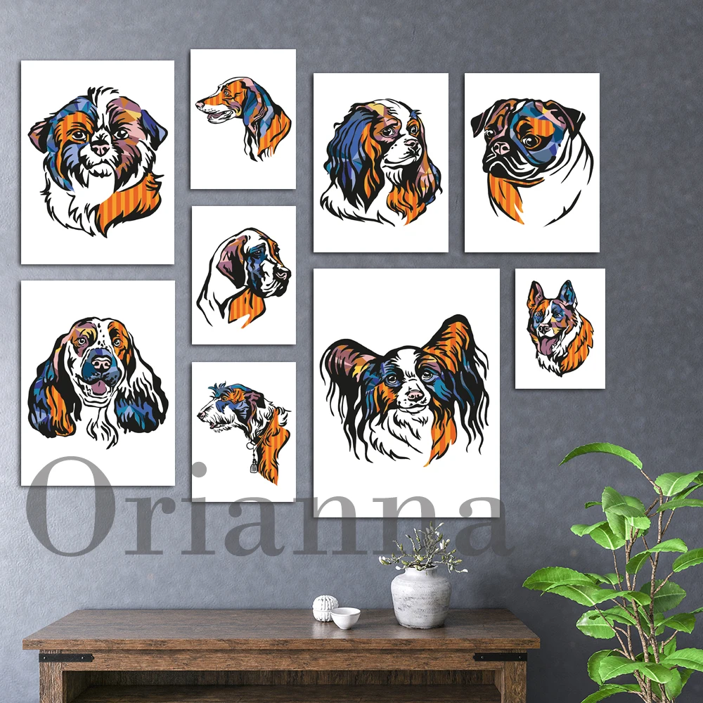 

Weimaraner Springer Spaniel Shih-Tzu Pug Rottweiler Papillon Labrador King-Charles Great Dane Multicolour Dog Prints Posters