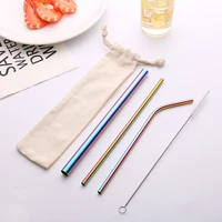 10 colors reusable drinking straw 1810 stainless steel eco friendly metal colorful straws straws set bar party accessory