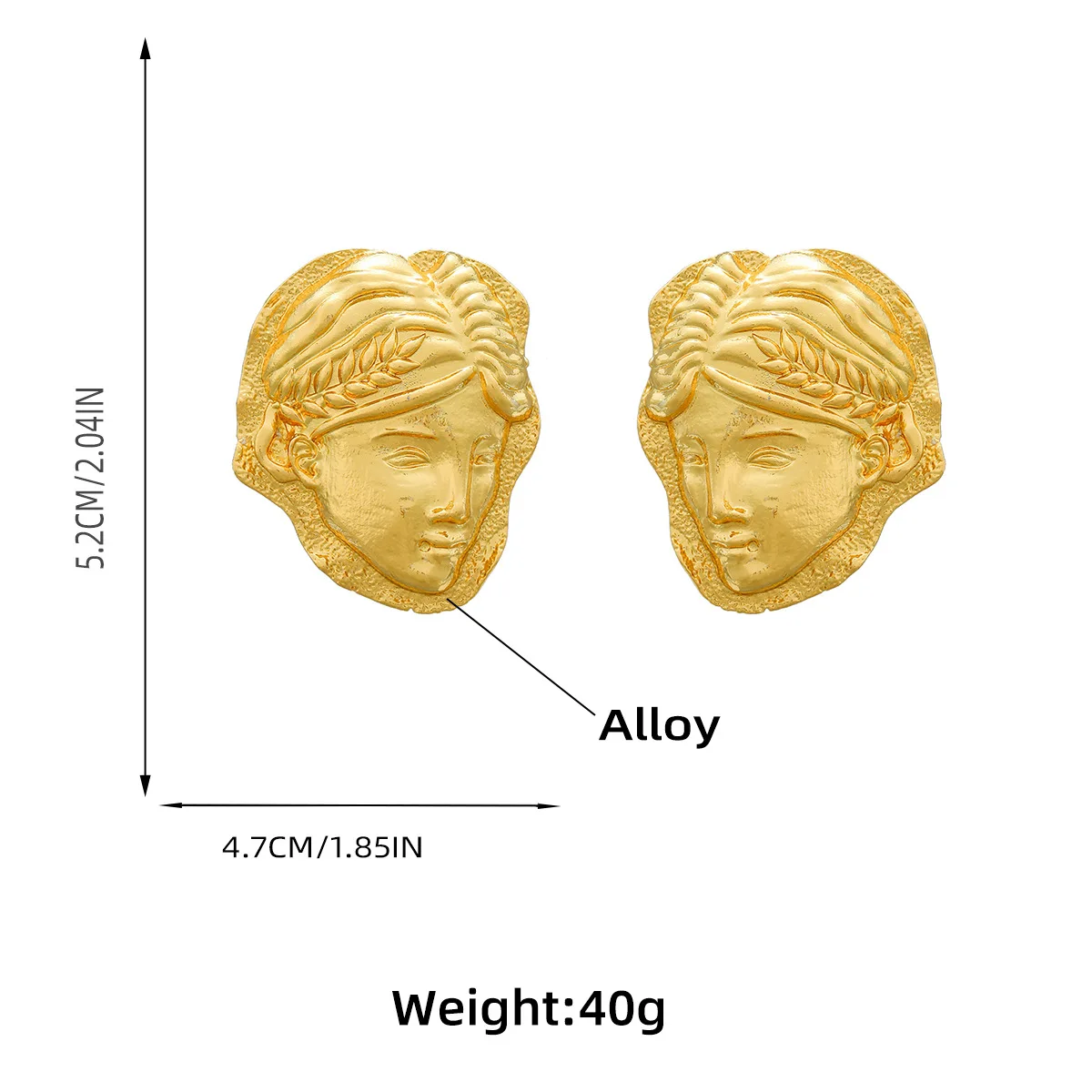 2023 New Face-shaped Drop Earrings for Women Personality Vintage Metal Jewelry Holiday Party Accessories