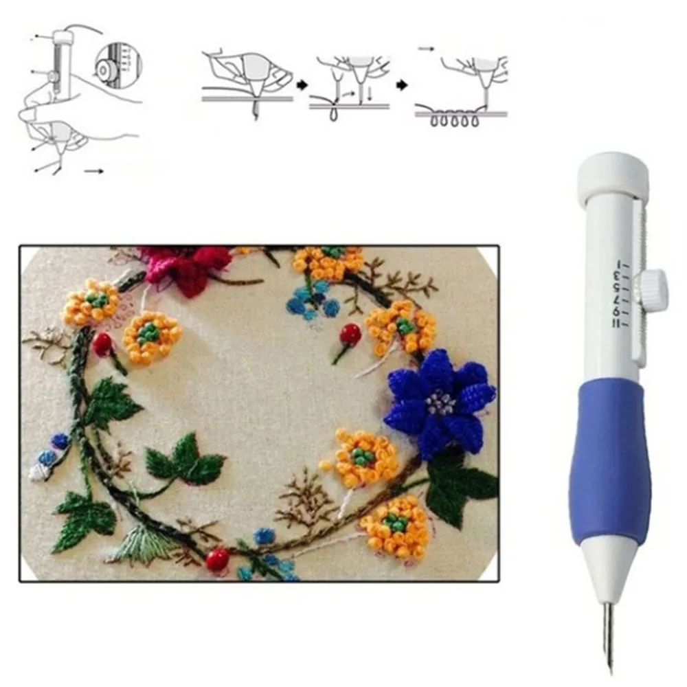 

DIY Craft Pen Embroidery Interchangeable Punch Thimble Sewing Accessories Embroidery Needle Sewing Embroidery Pen