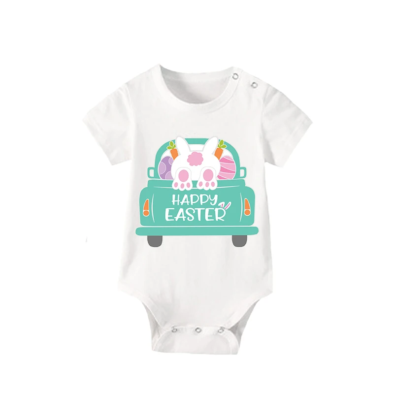 Easter Family Matching Pajamas Exclusive Design Happy Easter Bunny Car White Pajamas Set