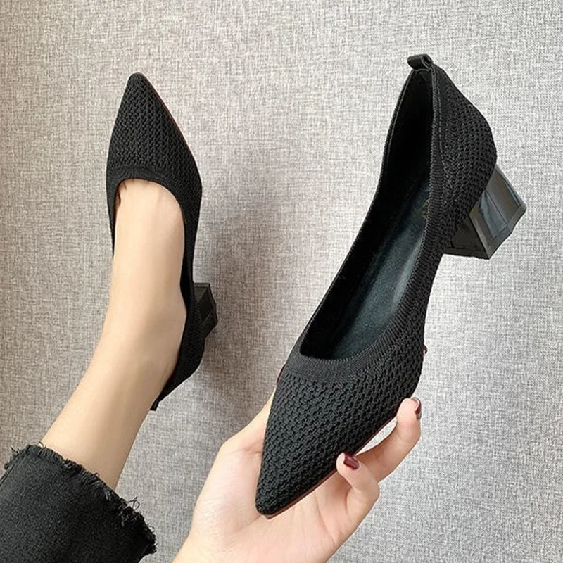 

Туфли женские без задника, заостренный носок, средний каблук, сетчатые, шлепанцы, Повседневная летняя обувь, модель 2023