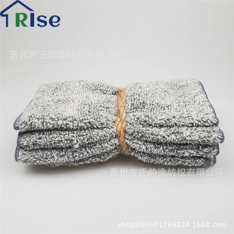 

Однотонная тряпка из кораллового флиса и бамбукового угля, блестящее квадратное полотенце, впитывающее полотенце из микрофибры, кухонные а...