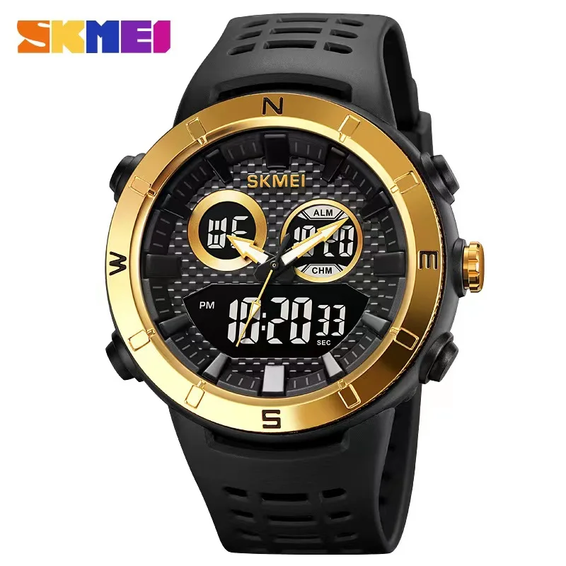 SKMEI New Japan Digital movement 2 Time Back Light Sport Watch Mens Waterproof Stopwatch Alarm Wristwatches Clock reloj hombre