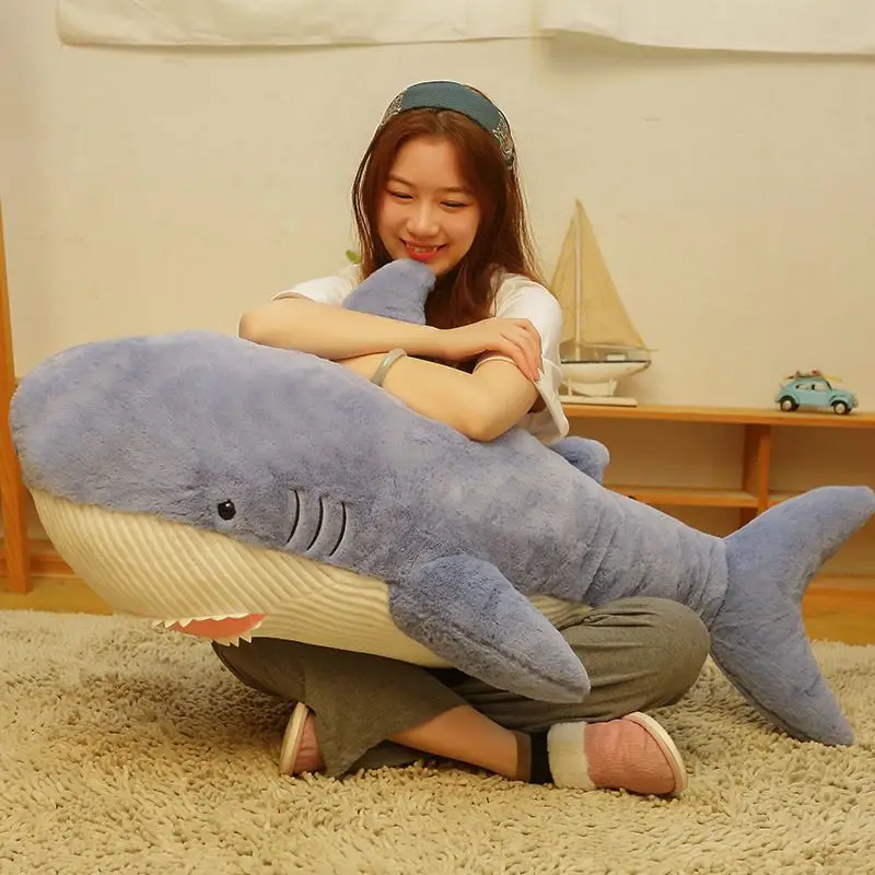 

Огромная пушистая плюшевая Акула, мягкая набивная Китовая игрушка, игрушечная подушка для чтения в виде животного, подарок на день рождения...