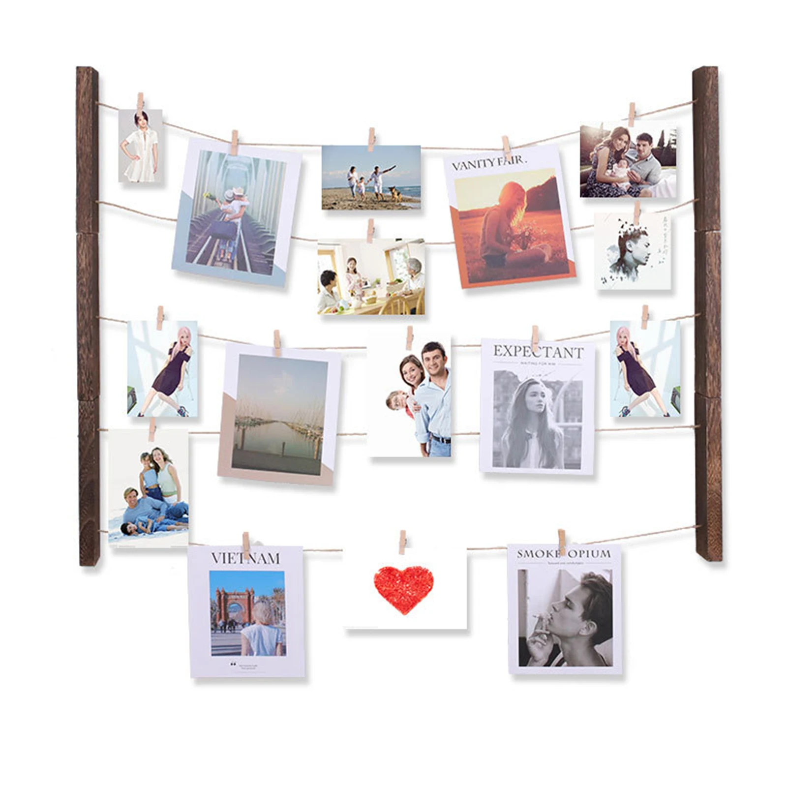 

Wood Photo Clip Wood Picture Photo Frame for Hanging Wall Decor Stick and Hang Photo Wall Decor rope rope