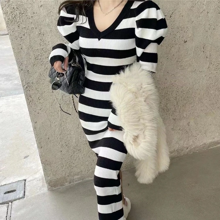 Korejepo трикотажное нижнее платье женская внутренняя одежда осень-зима 2024 новый