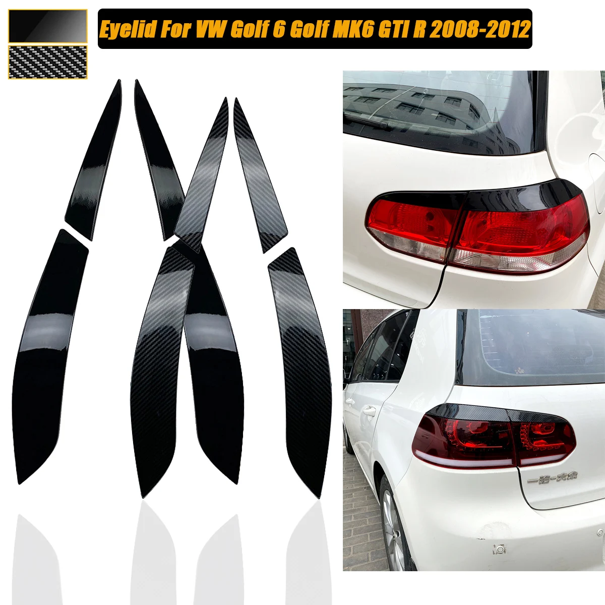 

2PCS For Volkswagen VW Golf 6 MK6 GTI R 2008-2012 Rear Headlight Eyebrow Cover Eyelids Sticker Trim Car Accessories Black