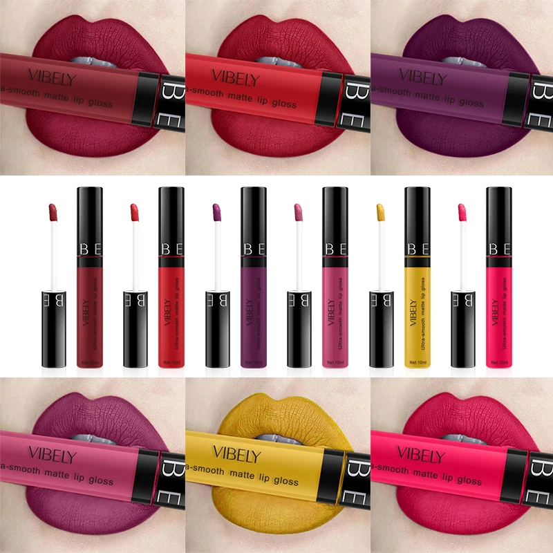 29 Color Matte Lip Gloss Lip Glaze Tube Waterproof Long Lasting Moisturizing Sexy Red Lip Tint Black Purple Lipstick Cosmetic