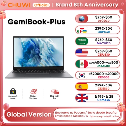 CHUWI GemiBook Plus Laptop 15.6" Intel N100 Graphics for 12th Gen 1920*1080P 16GB RAM 512GB SSD With Cooling Fan Windows 11