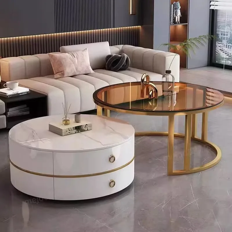 Фото Glam Nordic Журнальные столики Круглые простые роскошные металлические журнальные столики Дизайн Современные Muebles Para El Hogar Мебель для гостиной №3