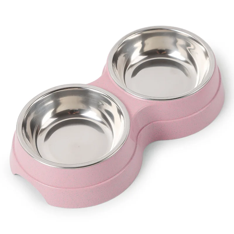 

Pet Dog Duble Bowl Kitten Food Water Feefer Stainless Steel Small Dogs Cats Drinking Dish Feeder For Pet Supplies Feeding Bowls