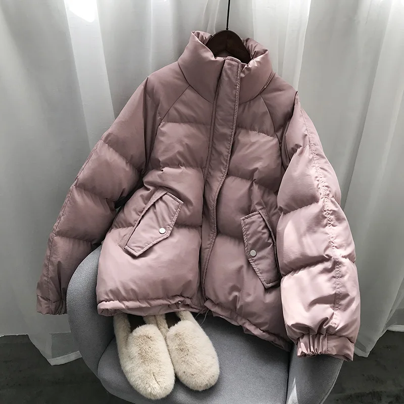 Ladies Fashionable Winter Stand Collar Down Jacket Overcoat Bread Padded Coats Women 2023 New Warm Thick Loose Chic Parkas Solid