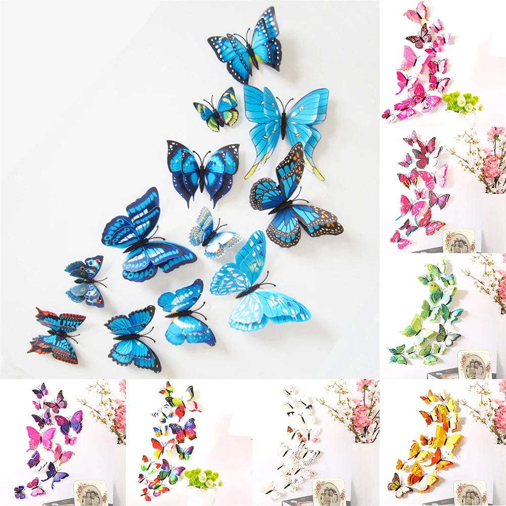 

12Pcs/set Magnet Butterflies Wall Stickers Art Home Decor Wallpaper Removable Wall Decals Living Room Toilet Fridge Decoration