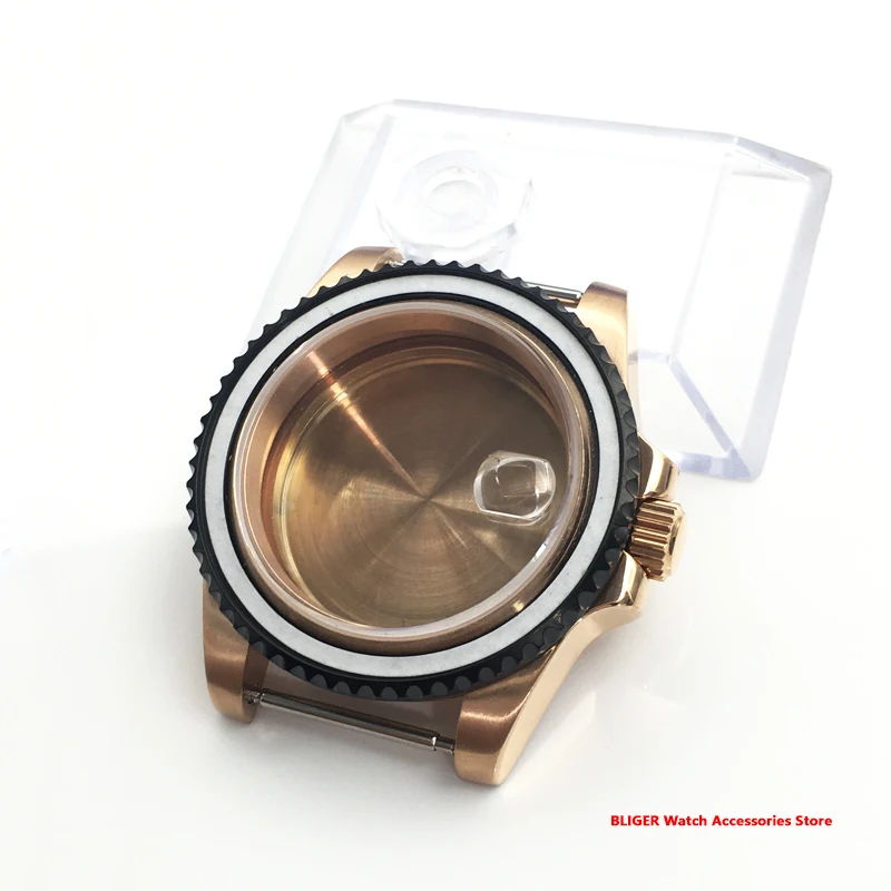 

40mm sapphire glass rose gold gold solid stainless steel case for NH35 NH36 ETA2836 Mingzhu DG2813 3804 Miyota8215 8205movement