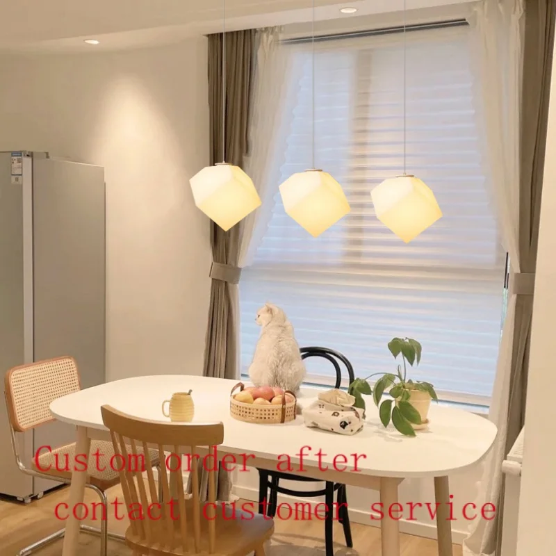 

Dining room pendant lamp Nordic Living Room Modern simple table Dining room lamp Warm net red cream air bar small pendant lamp